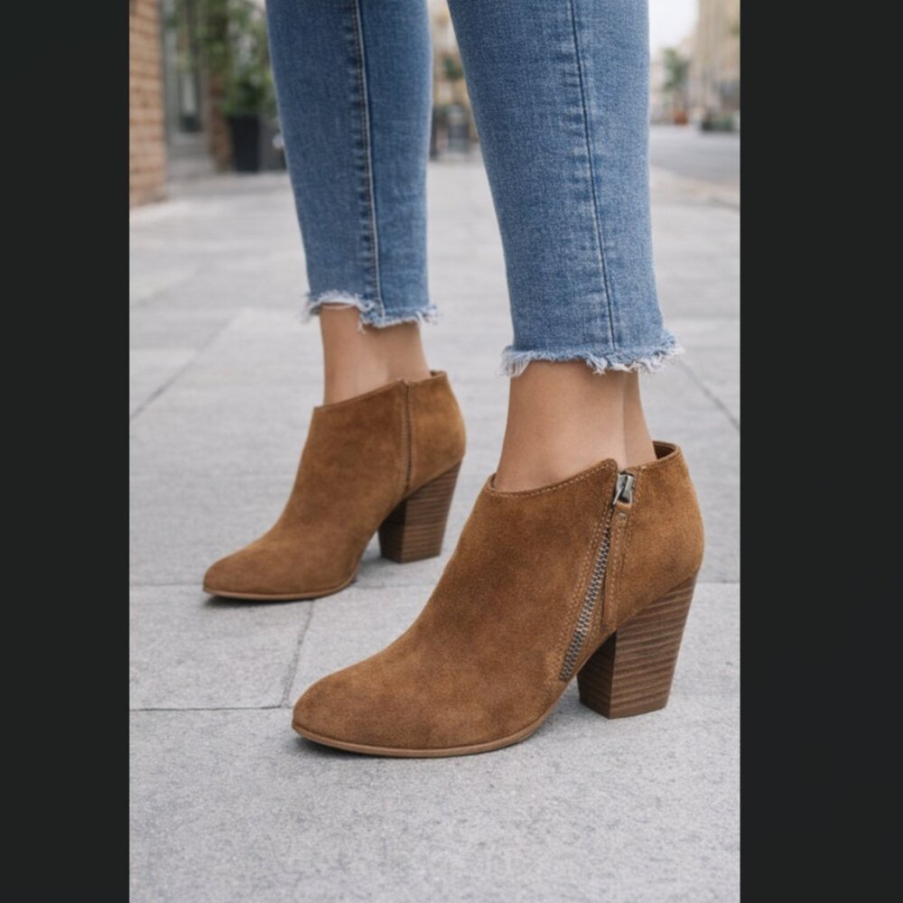 Dolce Vita Brown Suede Chukka Booties with Side Buckle
